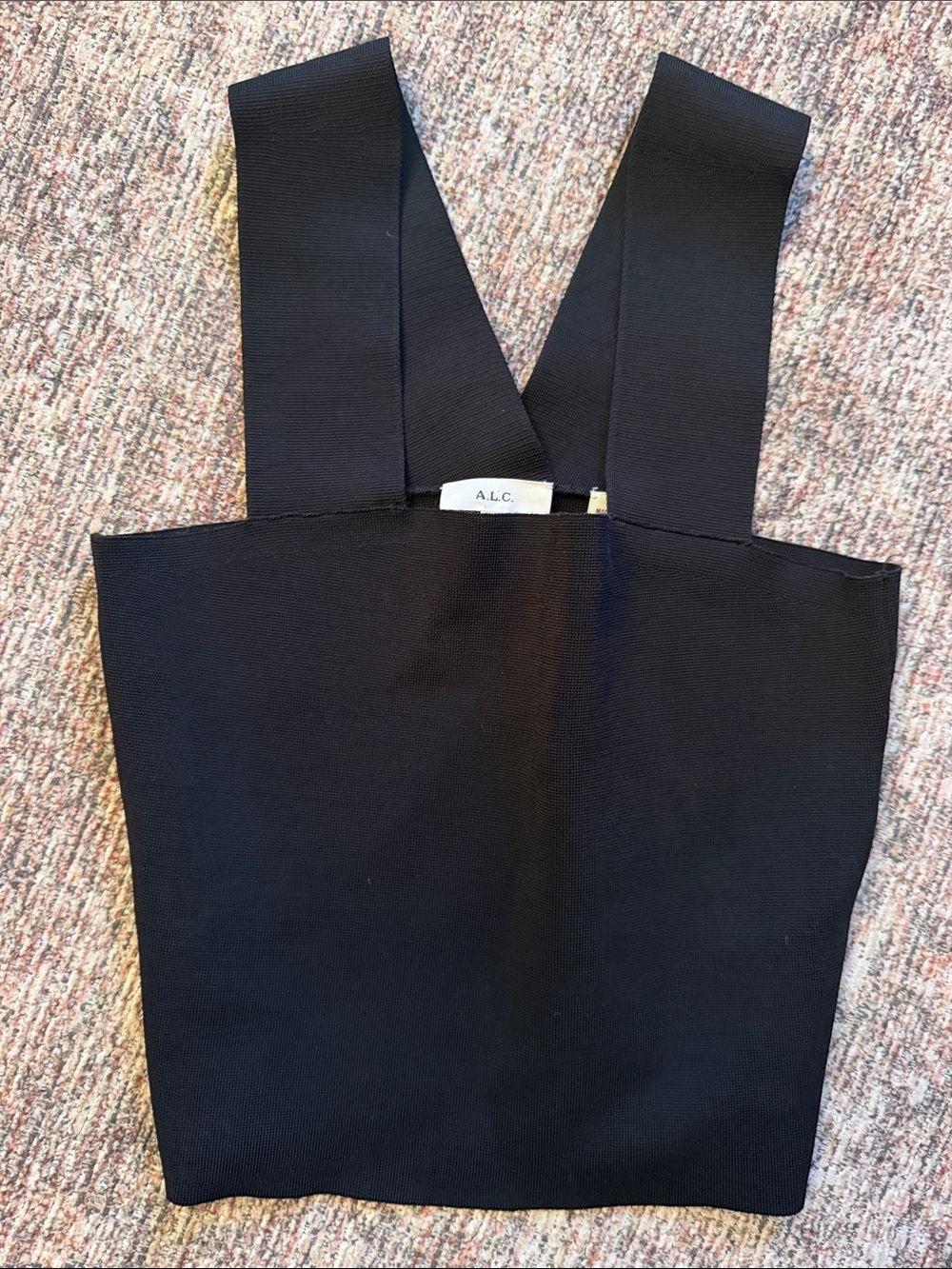 A.L.C. Black Wide-Strap Square Tank Top
